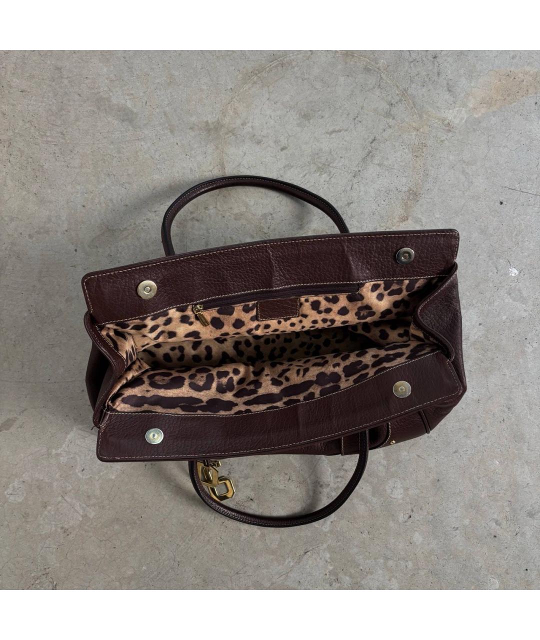 DOLCE&GABBANA Коричневая кожаная сумка тоут, фото 7