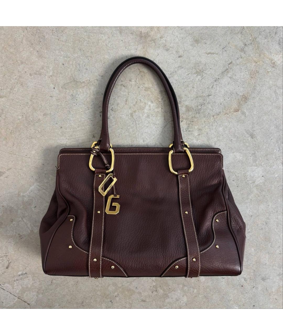 DOLCE&GABBANA Коричневая кожаная сумка тоут, фото 8