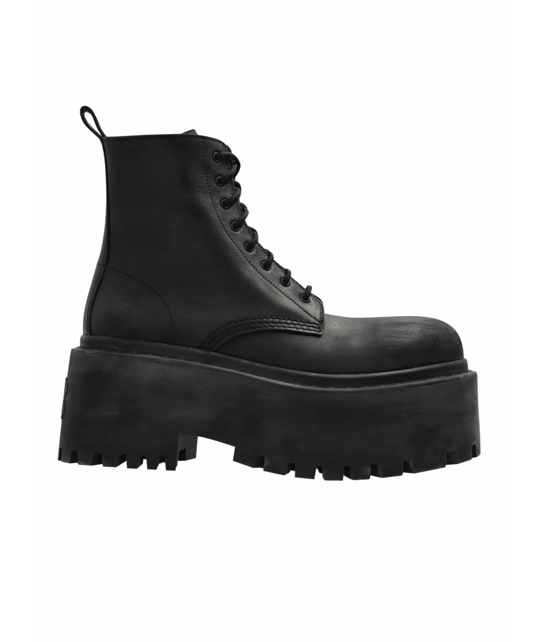 BALENCIAGA Черные кожаные ботинки, фото 1