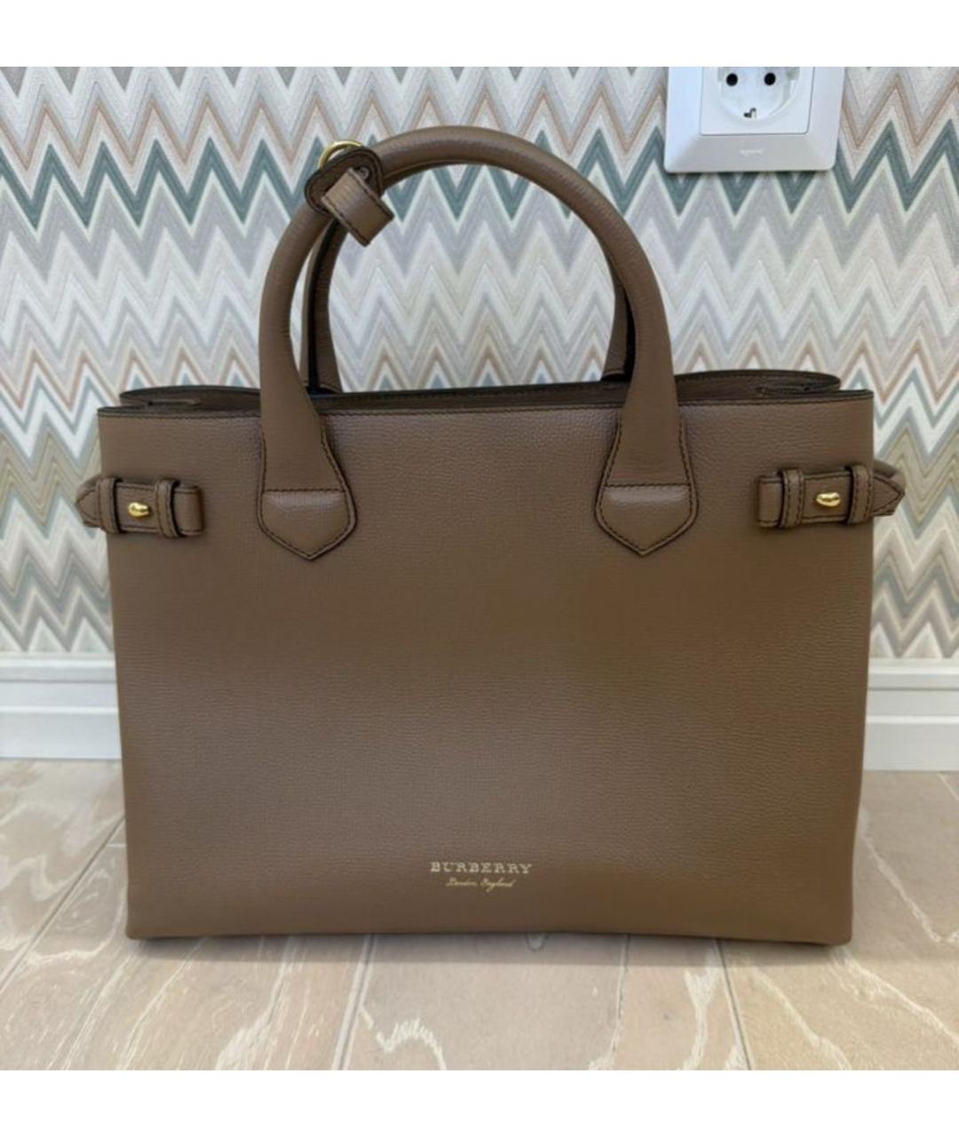 BURBERRY Коричневая жаккардовая сумка с короткими ручками, фото 9