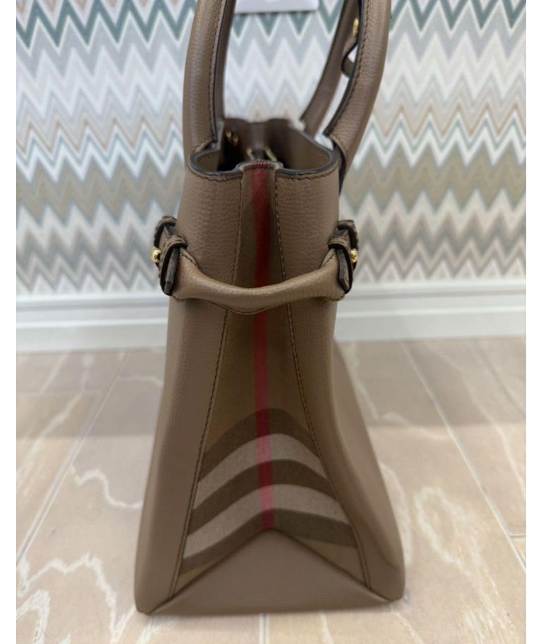 BURBERRY Коричневая жаккардовая сумка с короткими ручками, фото 3