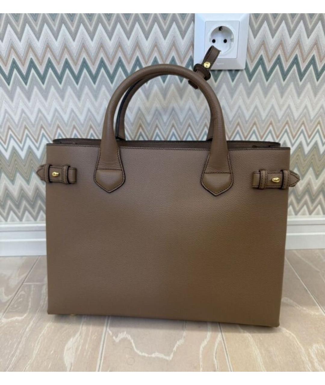 BURBERRY Коричневая жаккардовая сумка с короткими ручками, фото 6