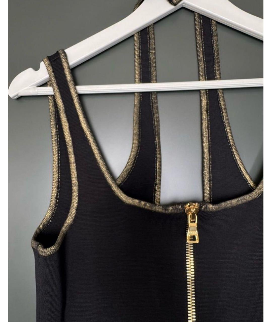 BALMAIN Черное вискозное коктейльное платье, фото 3