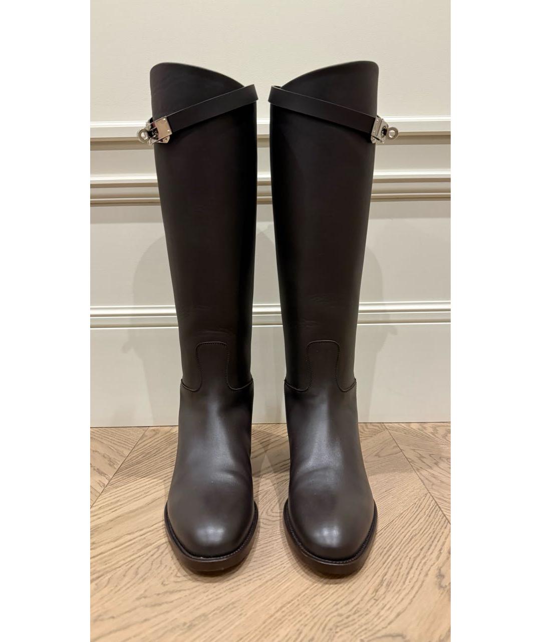 HERMES Коричневые кожаные сапоги, фото 2