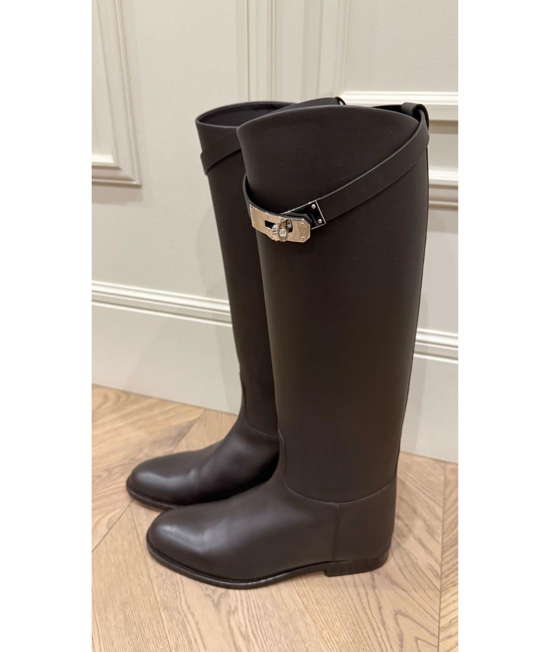 HERMES Коричневые кожаные сапоги, фото 7