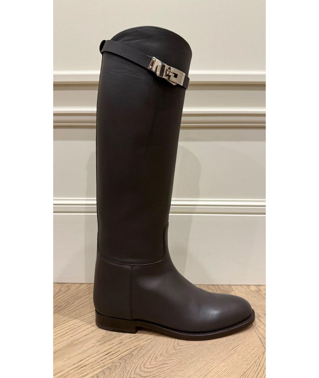 HERMES Коричневые кожаные сапоги, фото 9