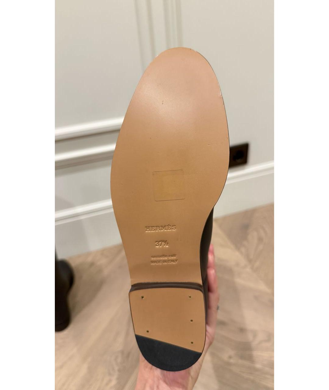 HERMES Коричневые кожаные сапоги, фото 5