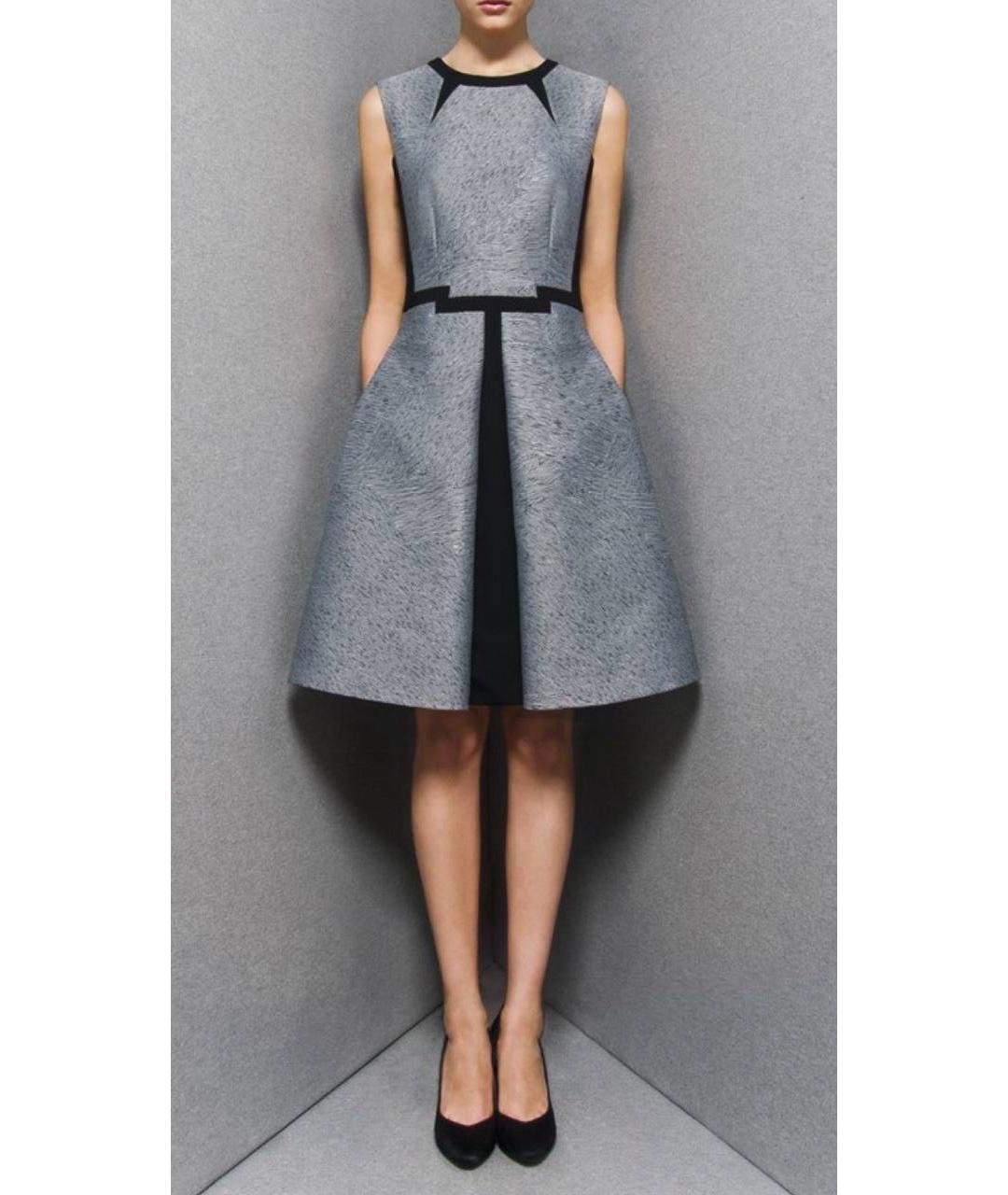 SPORTMAX Серое полиэстеровое коктейльное платье, фото 7