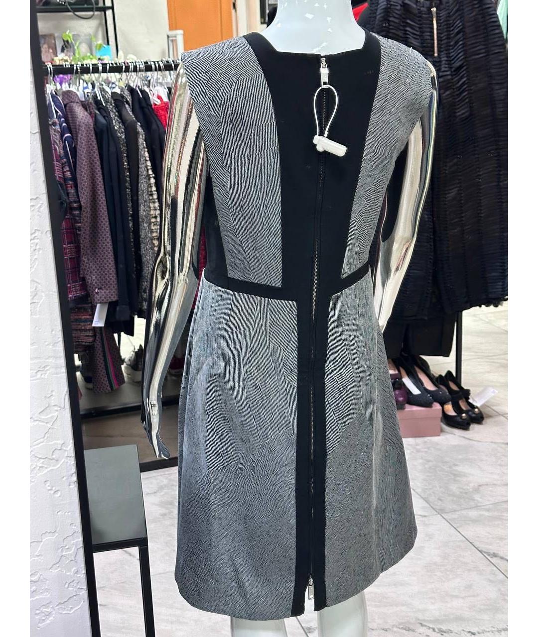 SPORTMAX Серое полиэстеровое коктейльное платье, фото 4