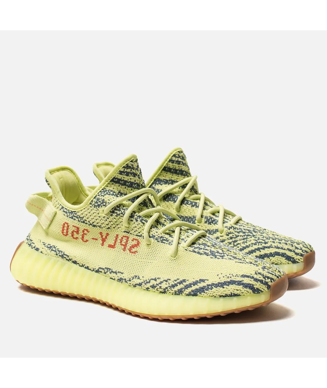 ADIDAS YEEZY Желтые текстильные низкие кроссовки / кеды, фото 2