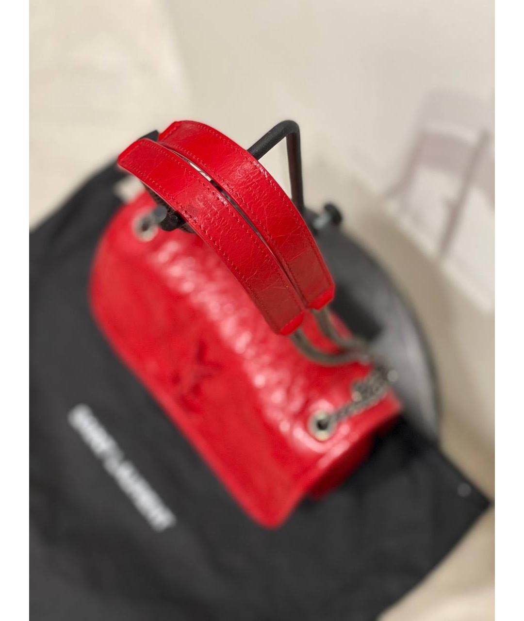 SAINT LAURENT Красная кожаная сумка через плечо, фото 5