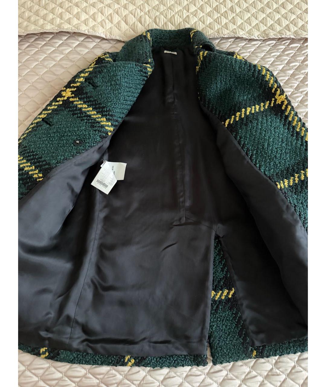 MIU MIU Зеленые шерстяное пальто, фото 6