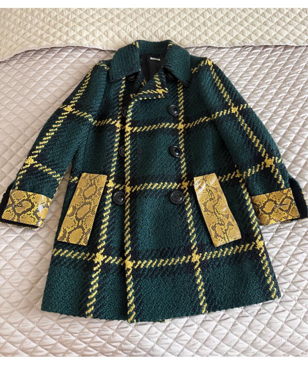 MIU MIU Зеленые шерстяное пальто, фото 8