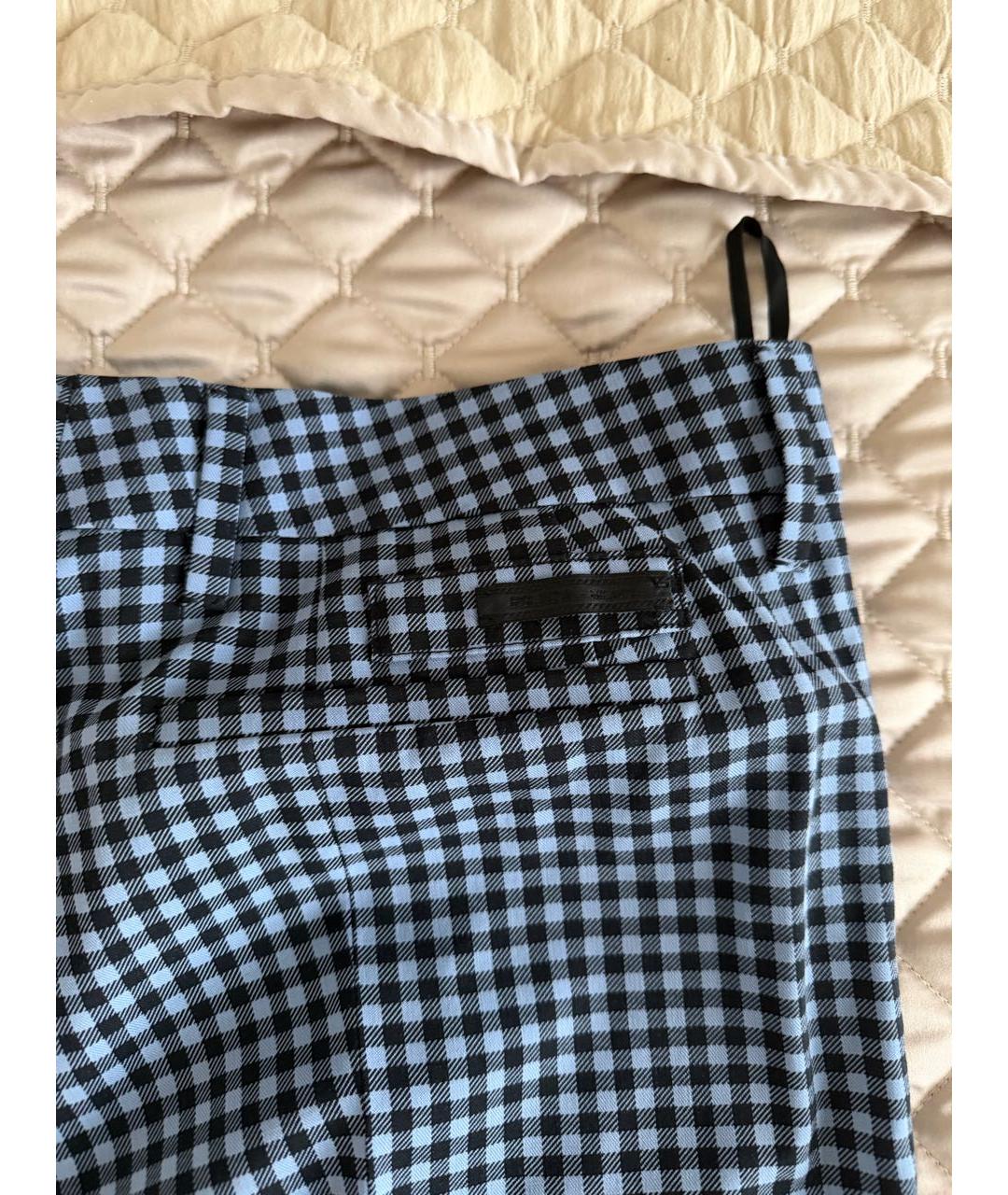 PRADA Голубые хлопко-эластановые прямые брюки, фото 4