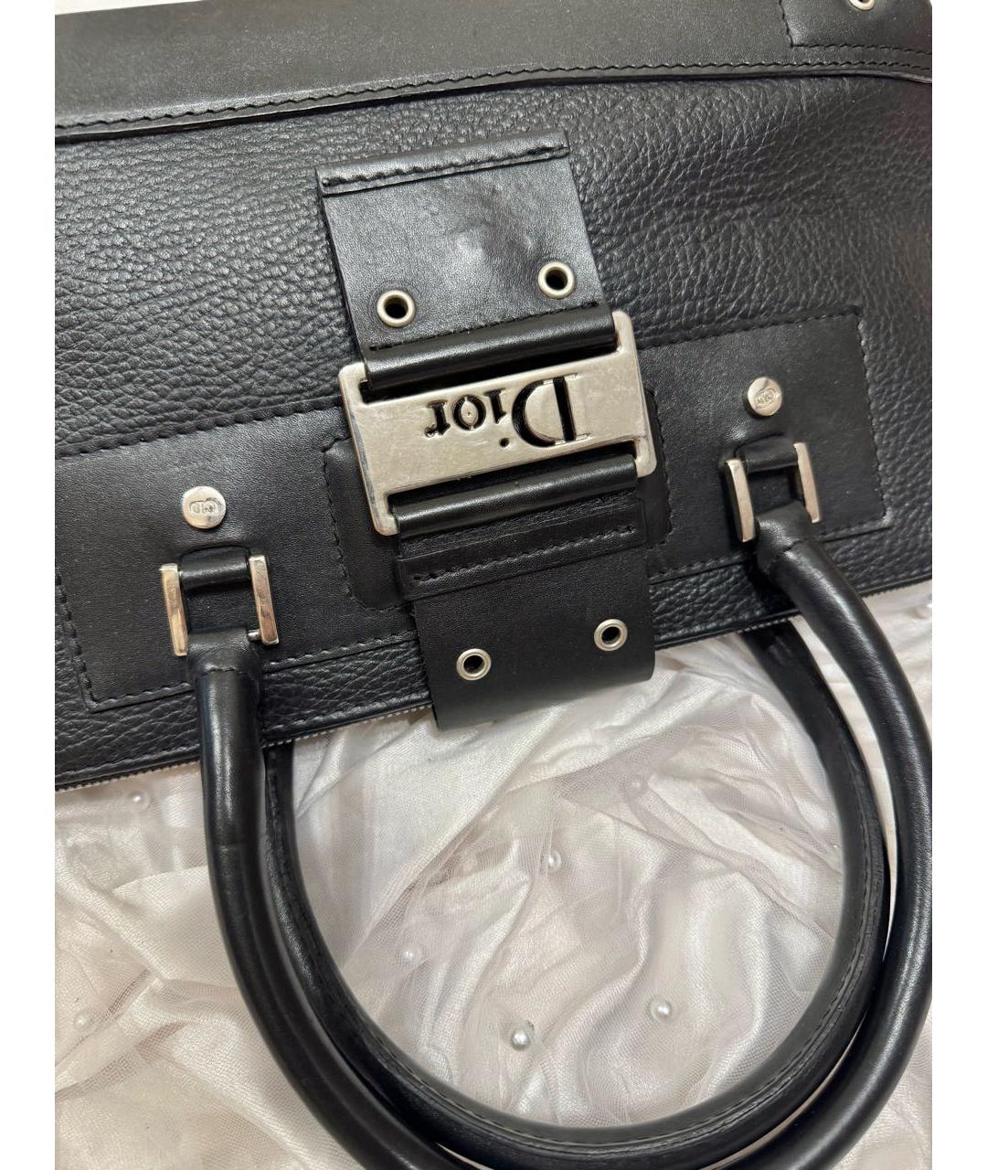 CHRISTIAN DIOR Черная кожаная сумка с короткими ручками, фото 2