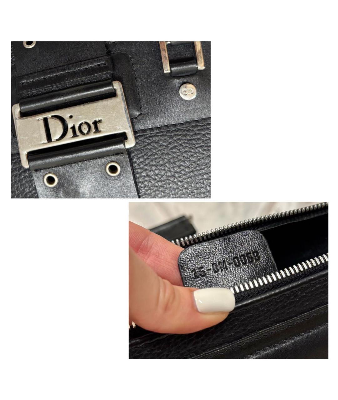 CHRISTIAN DIOR Черная кожаная сумка с короткими ручками, фото 8