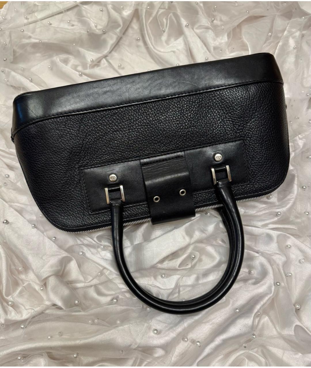 CHRISTIAN DIOR Черная кожаная сумка с короткими ручками, фото 3