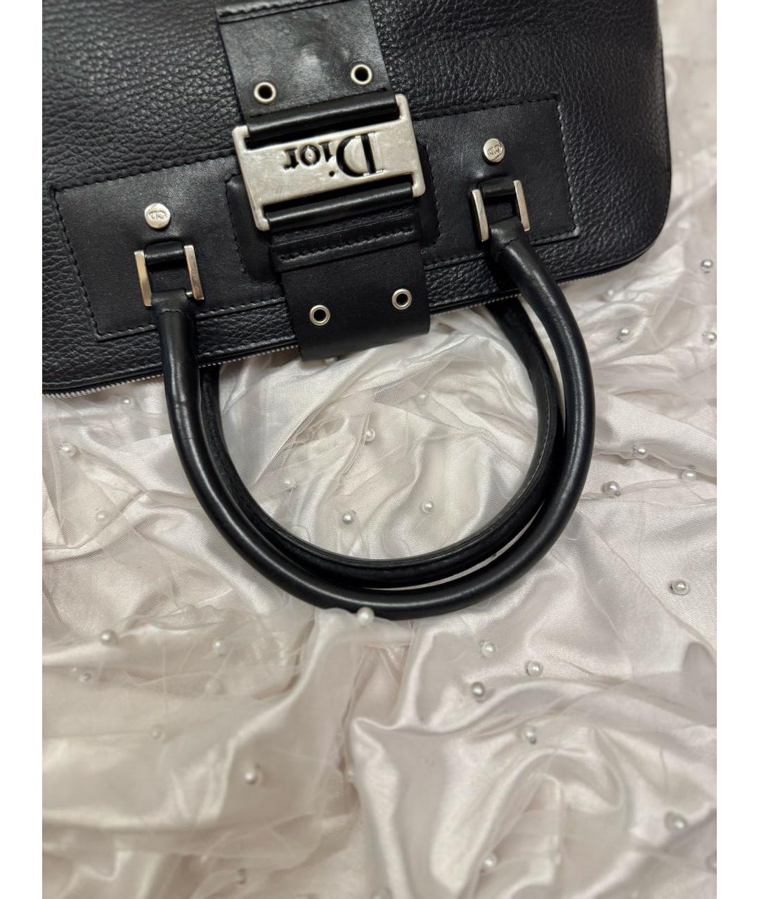 CHRISTIAN DIOR Черная кожаная сумка с короткими ручками, фото 4
