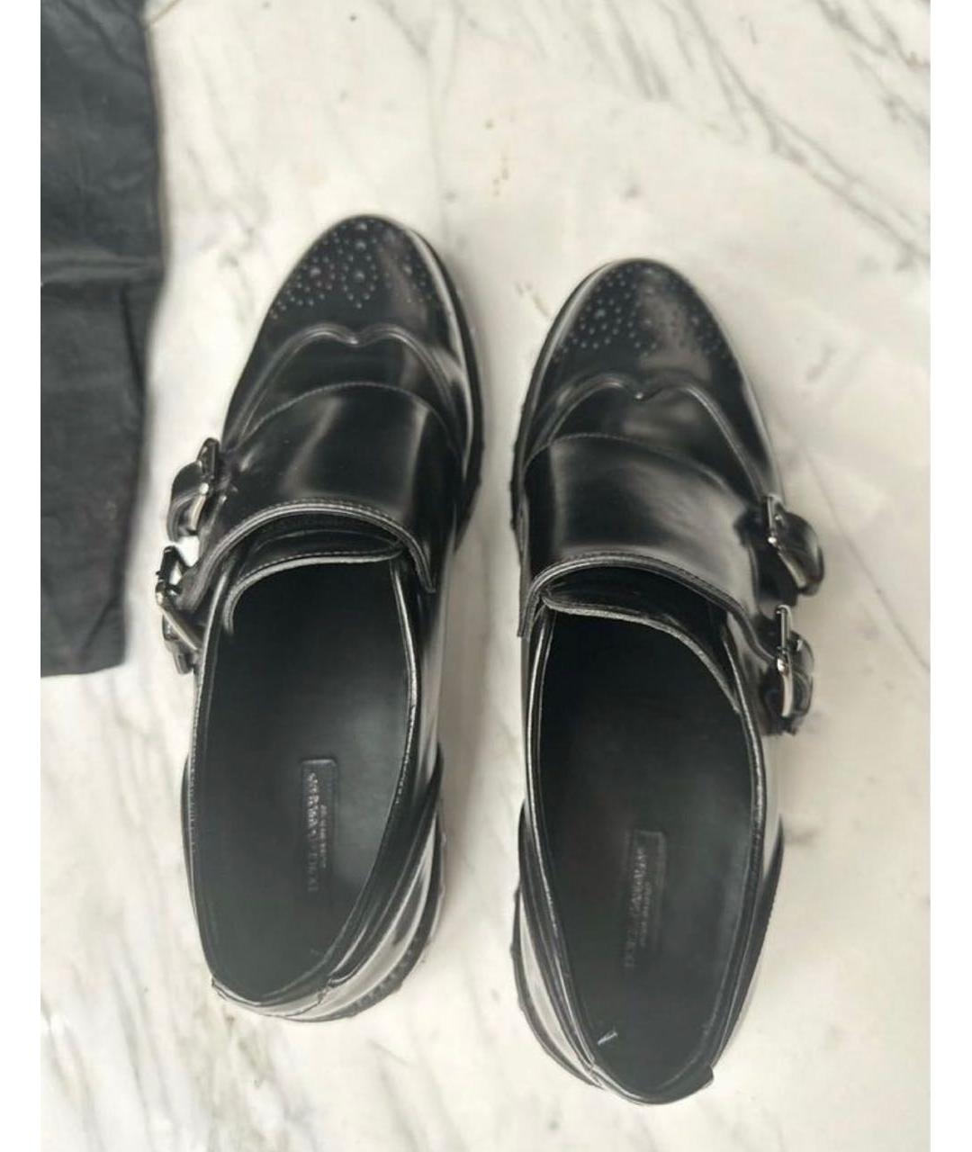 DOLCE&GABBANA Черные кожаные брогги и оксфорды, фото 3