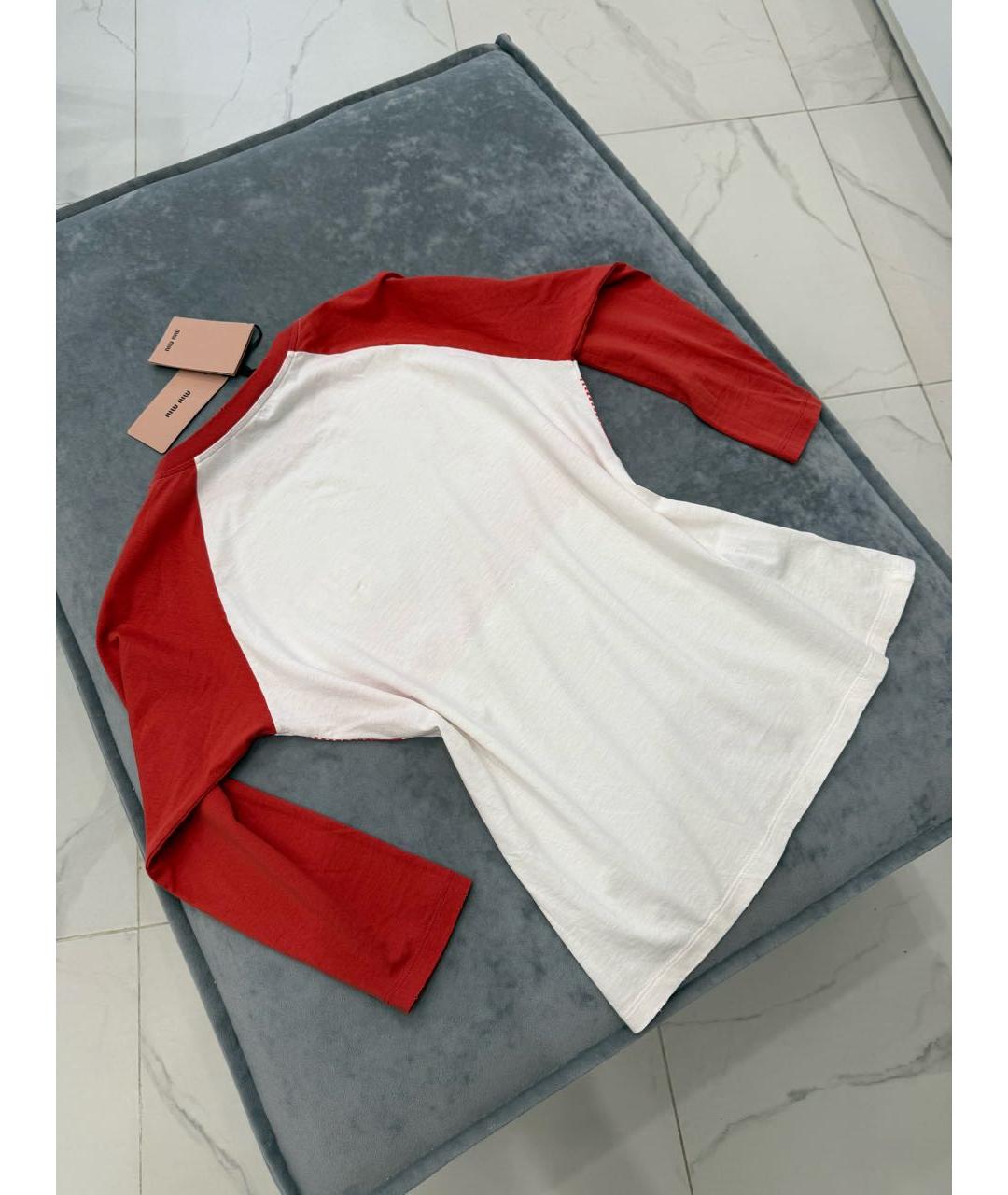 MIU MIU Белая хлопковая футболка, фото 3