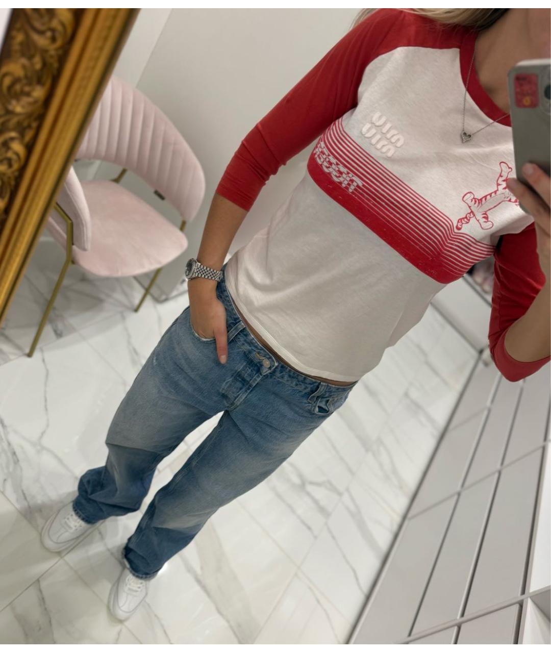 MIU MIU Белая хлопковая футболка, фото 7