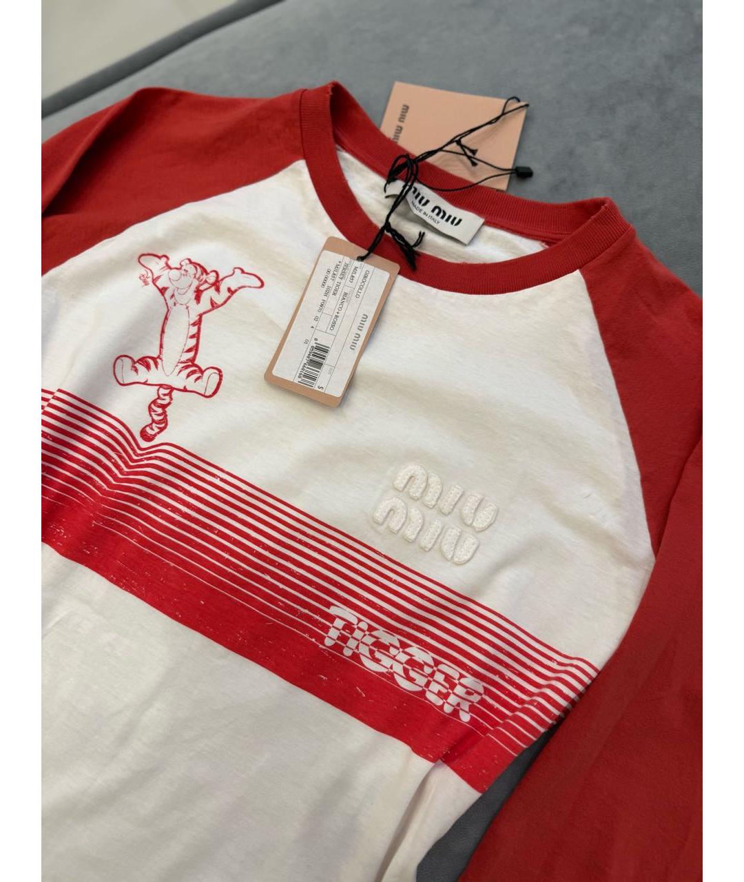 MIU MIU Белая хлопковая футболка, фото 2