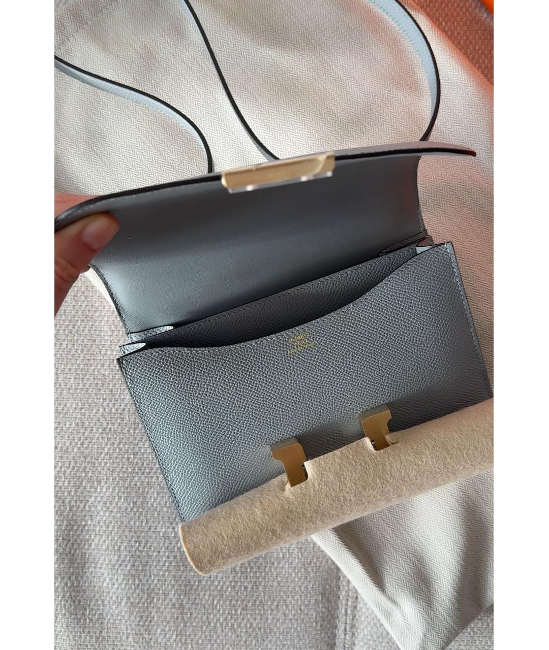 HERMES Серая кожаная сумка через плечо, фото 4
