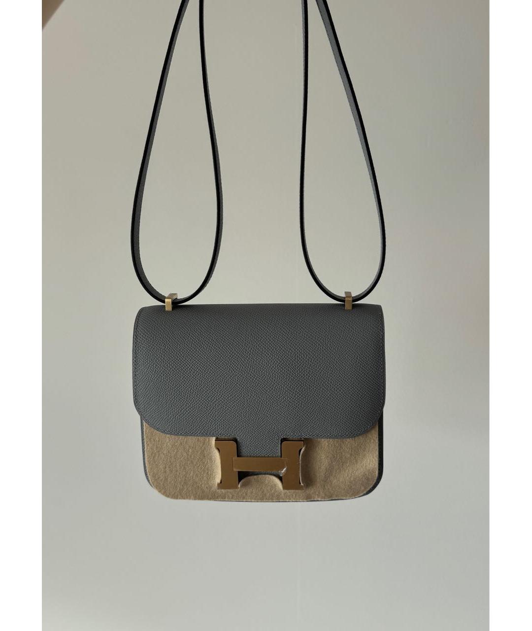 HERMES Серая кожаная сумка через плечо, фото 3