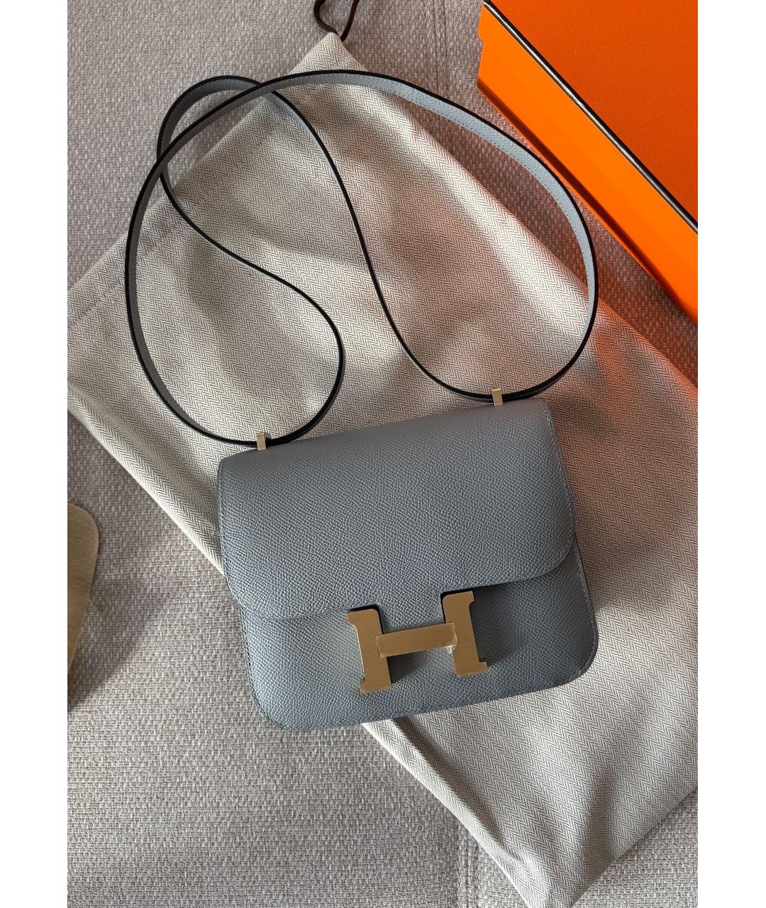 HERMES Серая кожаная сумка через плечо, фото 7