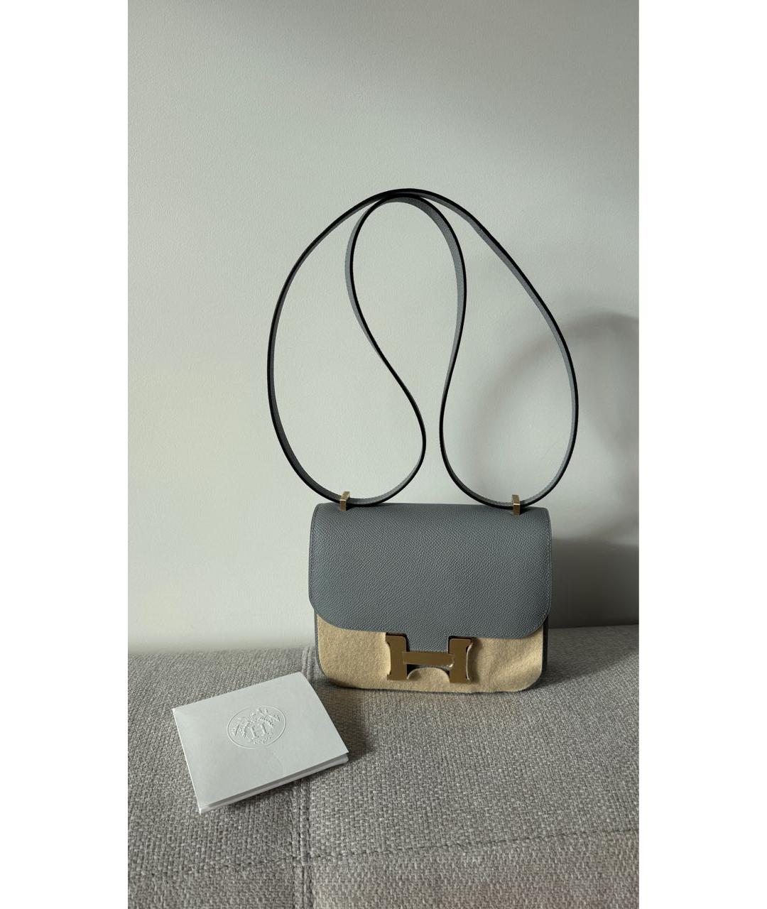 HERMES Серая кожаная сумка через плечо, фото 2