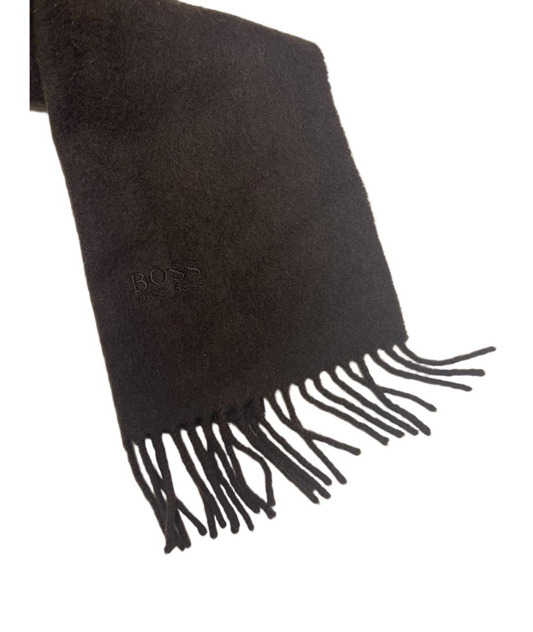 HUGO BOSS Коричневый кашемировый шарф, фото 4