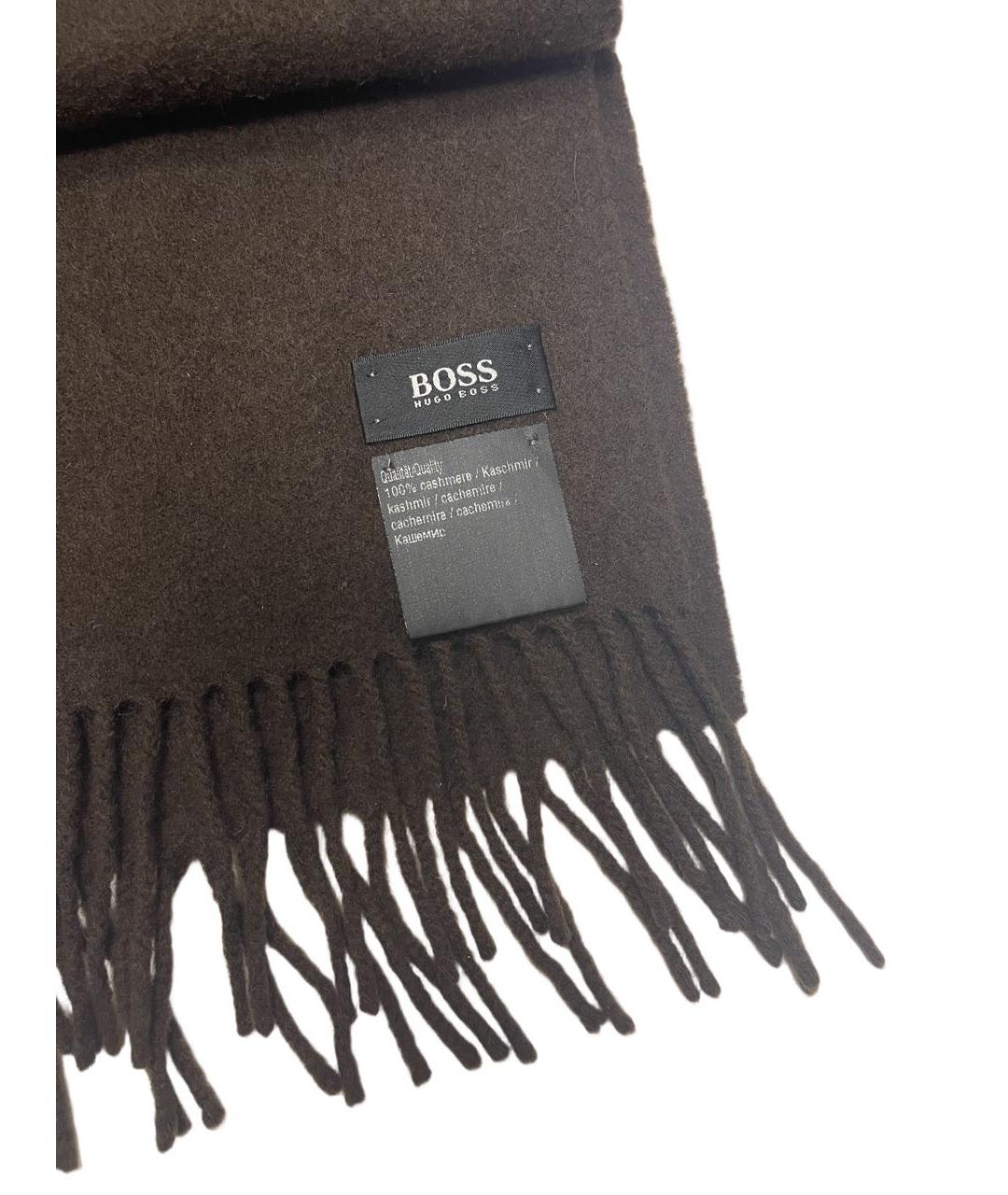 HUGO BOSS Коричневый кашемировый шарф, фото 5