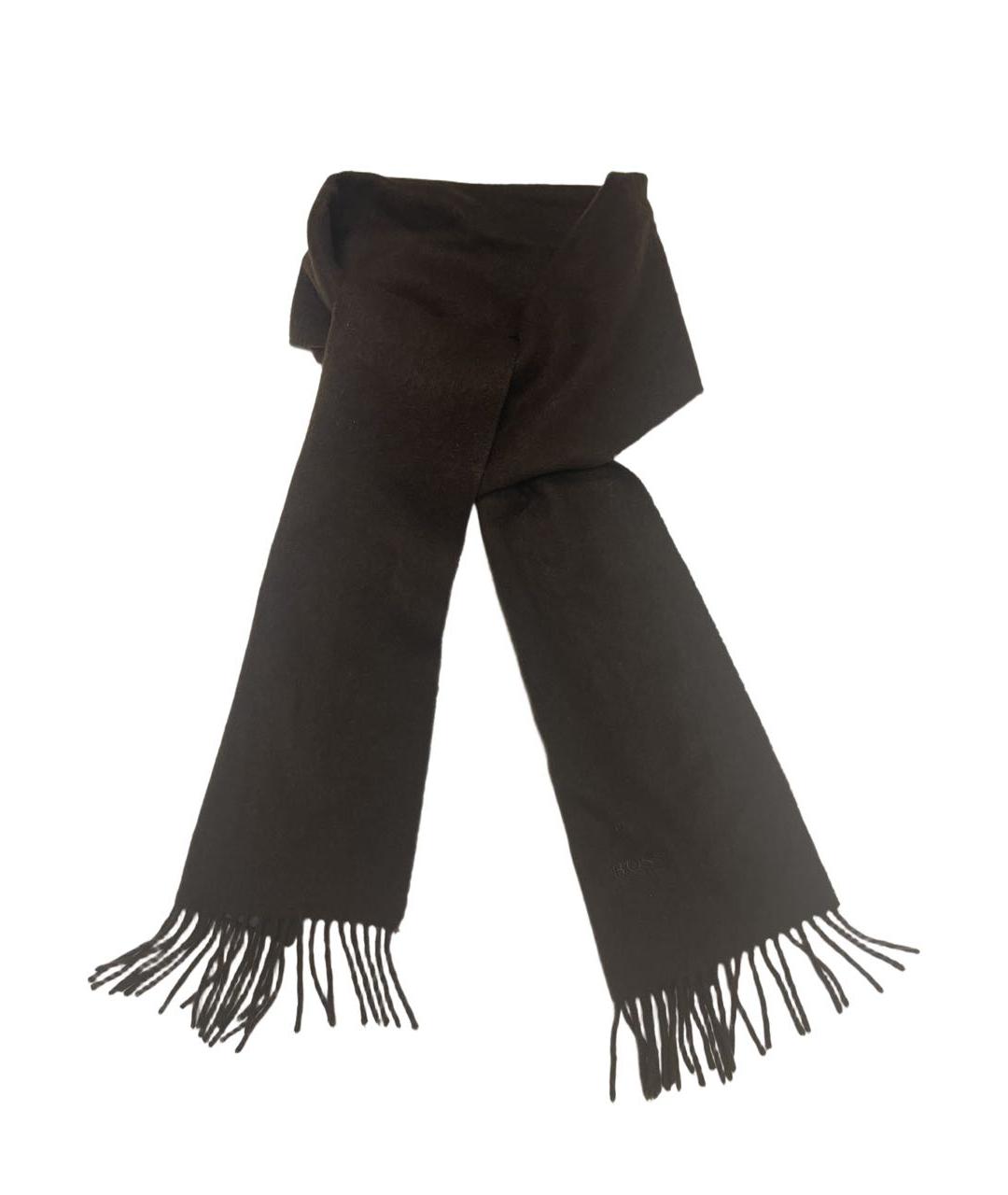 HUGO BOSS Коричневый кашемировый шарф, фото 2