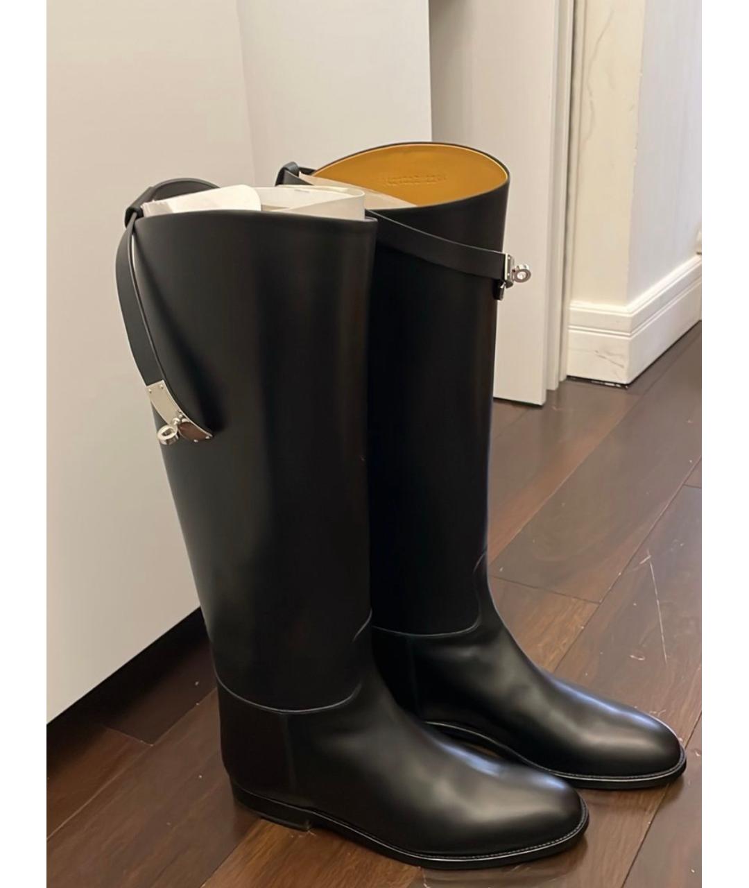 HERMES Черные кожаные сапоги, фото 3
