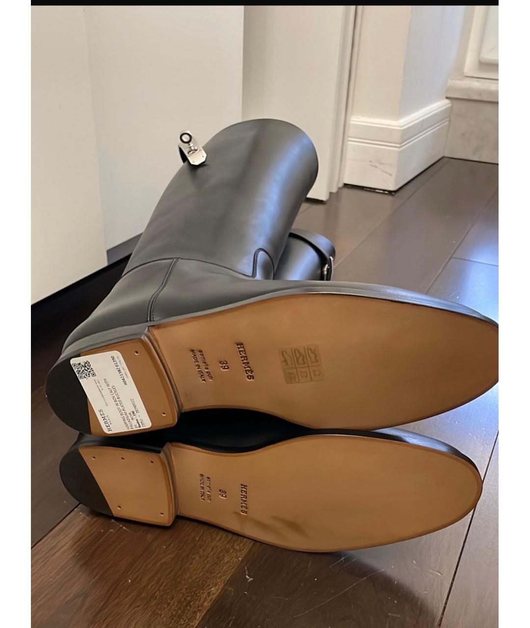 HERMES Черные кожаные сапоги, фото 2