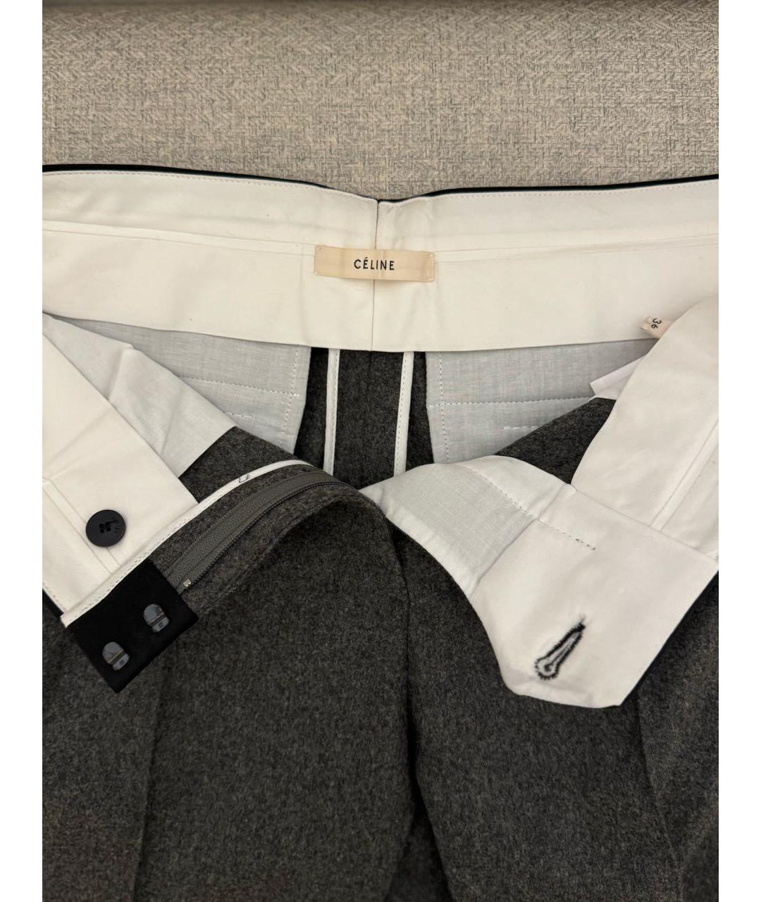 CELINE Серые шерстяные брюки узкие, фото 3