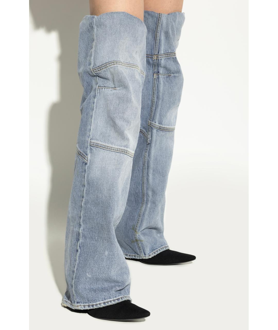 BALENCIAGA Голубые текстильные ботфорты, фото 6