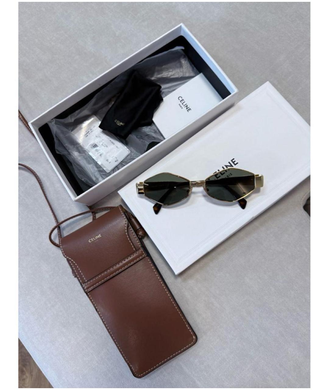 CELINE Золотые металлические солнцезащитные очки, фото 4