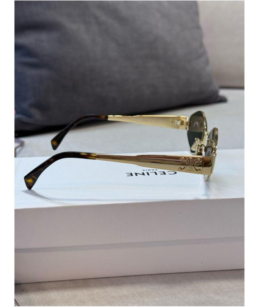 CELINE Золотые металлические солнцезащитные очки, фото 3