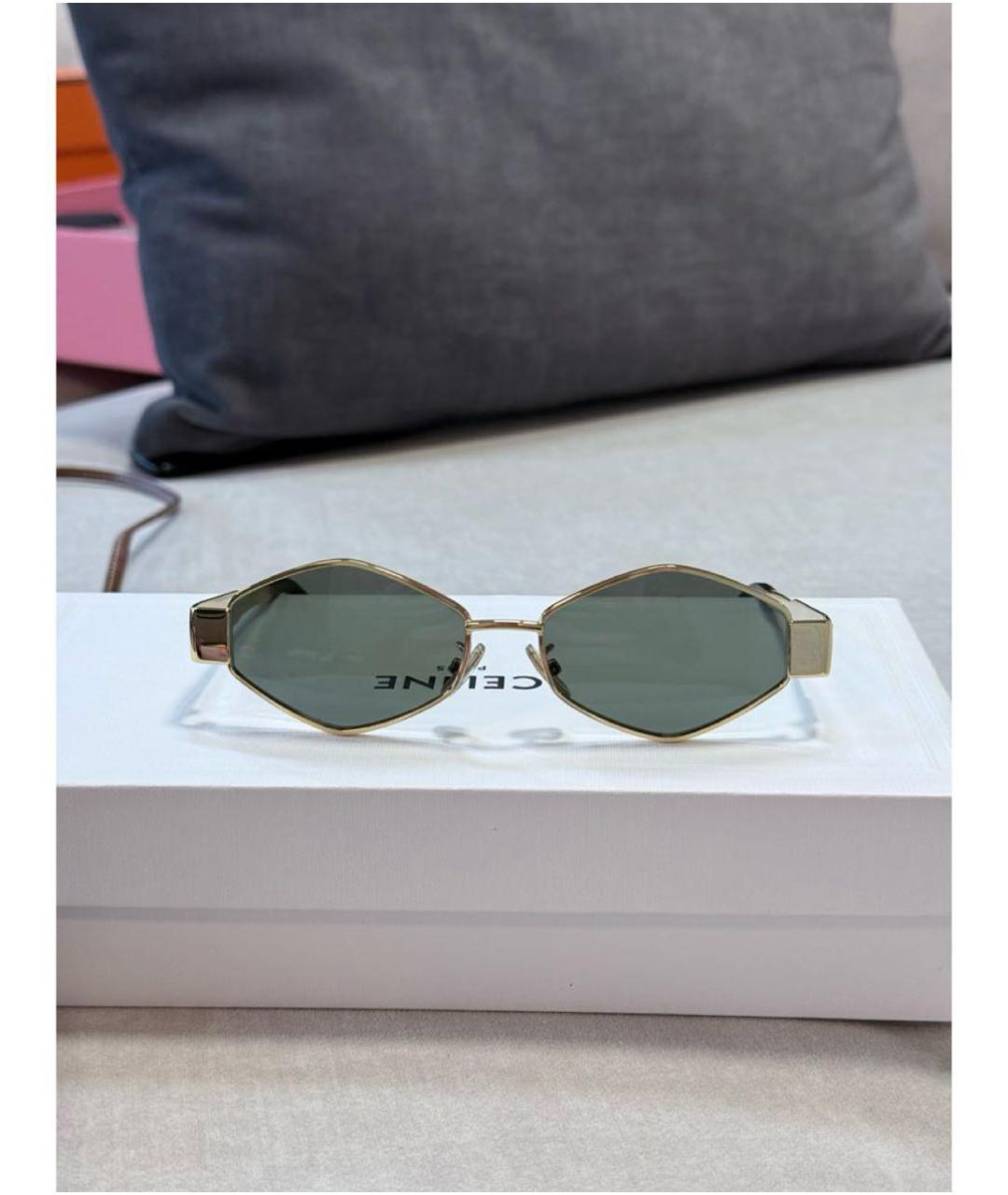 CELINE Золотые металлические солнцезащитные очки, фото 2