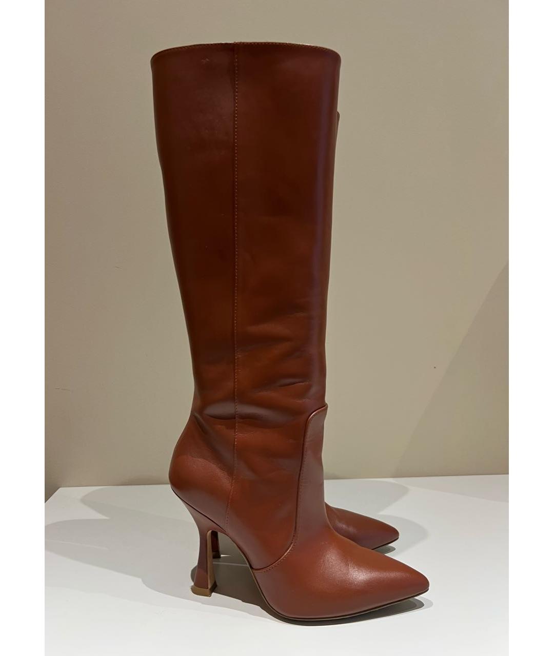STUART WEITZMAN Коричневые кожаные сапоги, фото 6