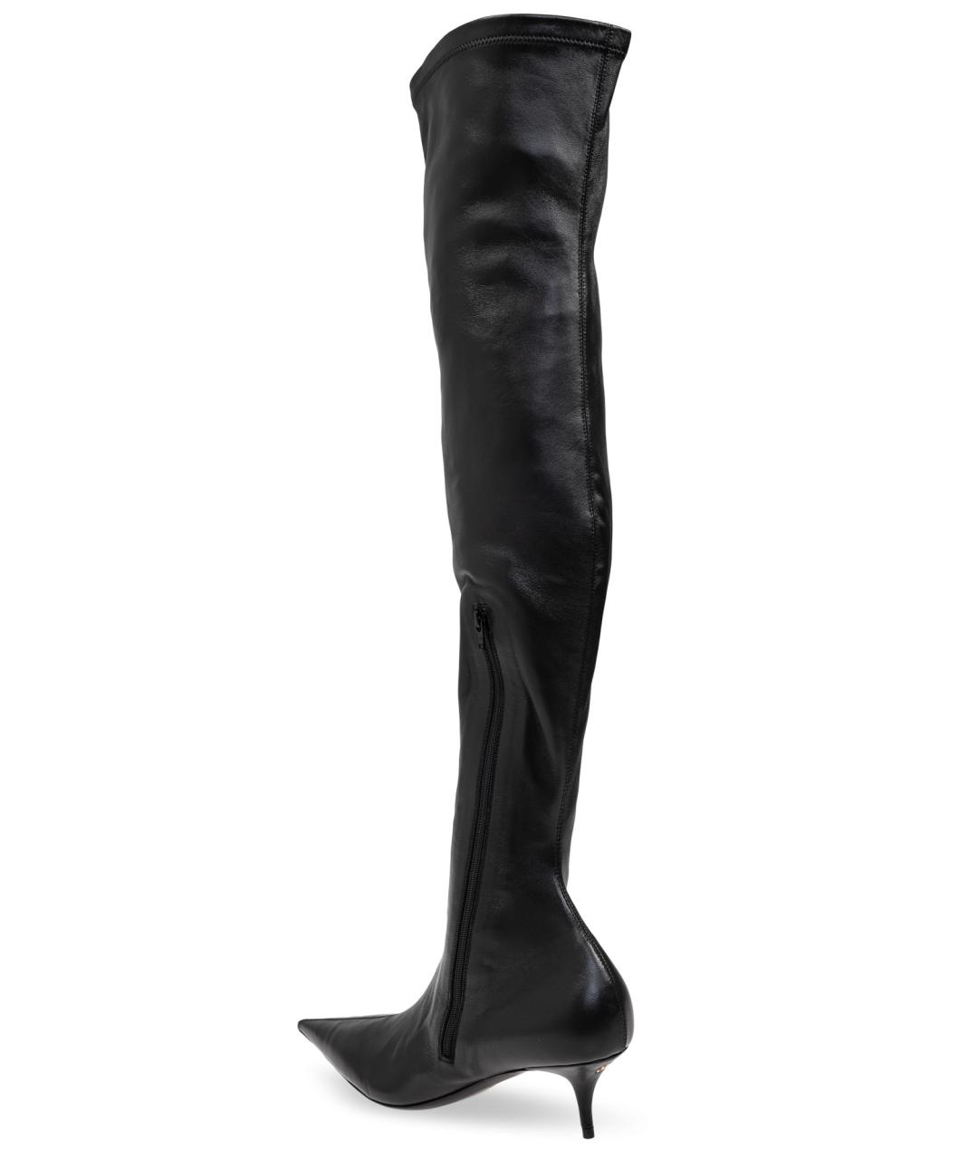 BALENCIAGA Черные кожаные ботфорты, фото 4