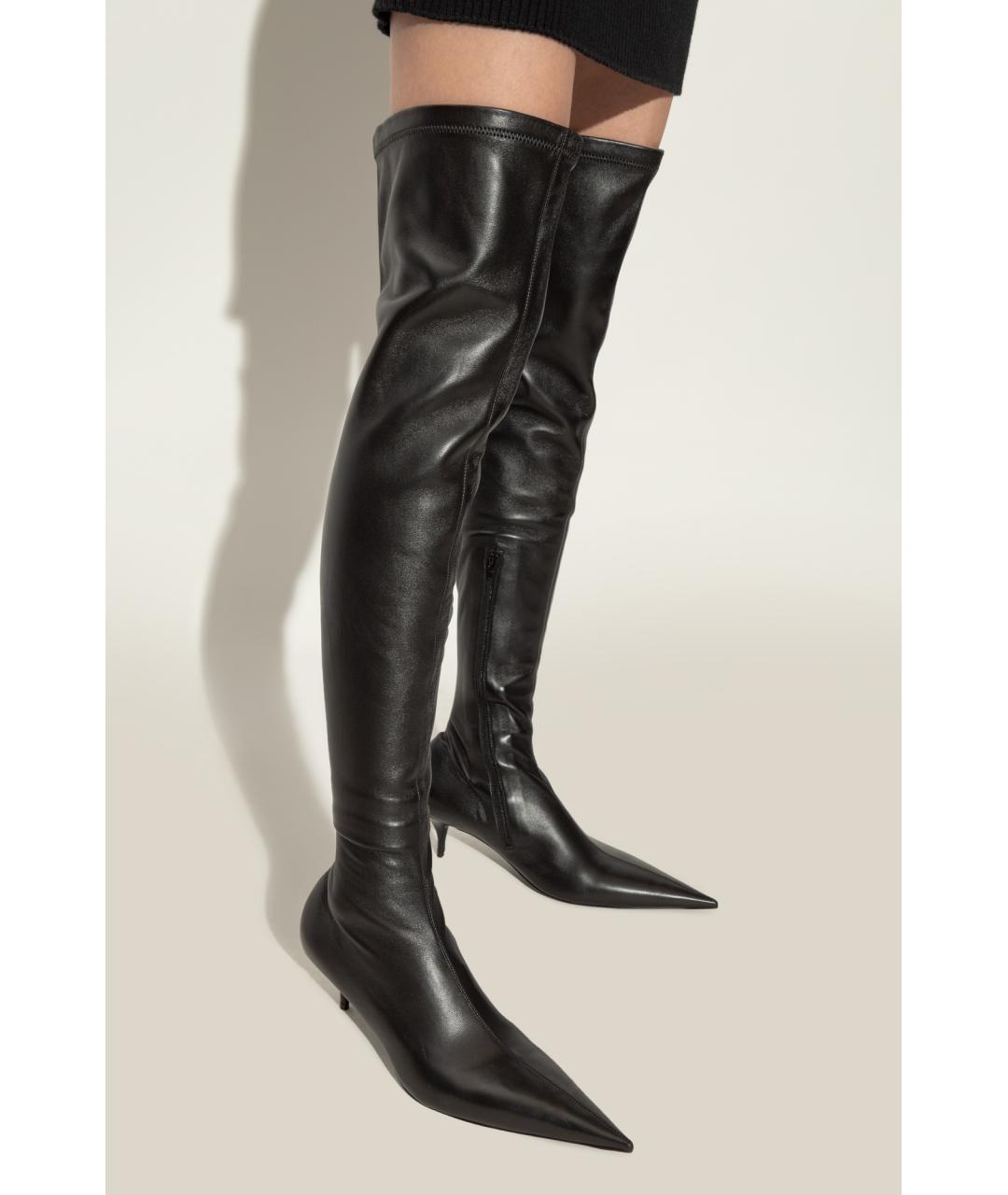 BALENCIAGA Черные кожаные ботфорты, фото 5