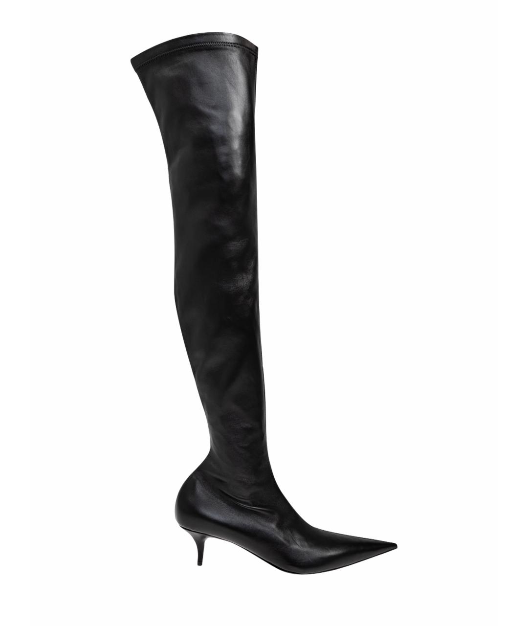 BALENCIAGA Черные кожаные ботфорты, фото 1