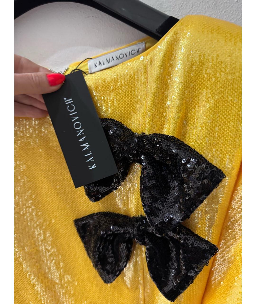 KALMANOVICH Желтое шелковое вечернее платье, фото 4