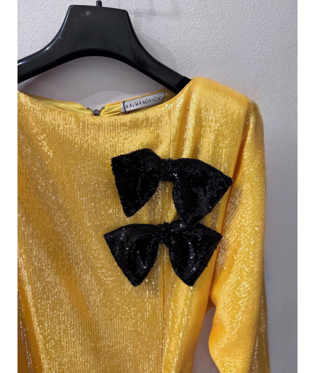KALMANOVICH Желтое шелковое вечернее платье, фото 3