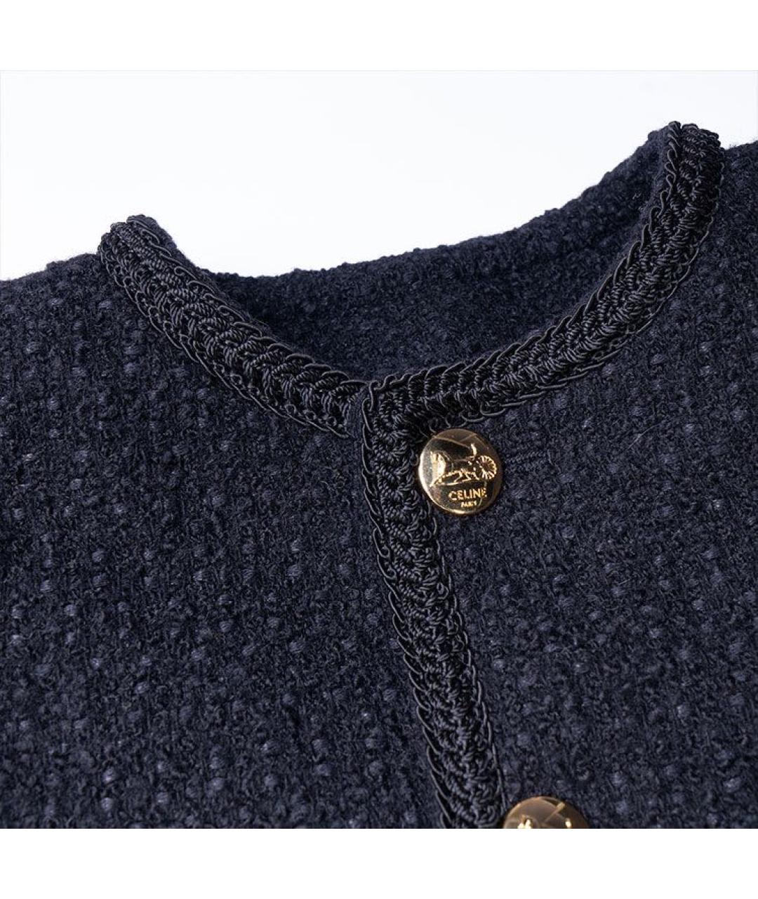 CELINE Черный твидовый жакет/пиджак, фото 4