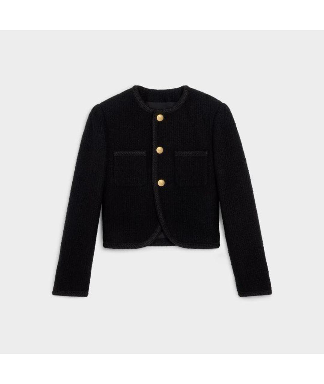 CELINE Черный твидовый жакет/пиджак, фото 5