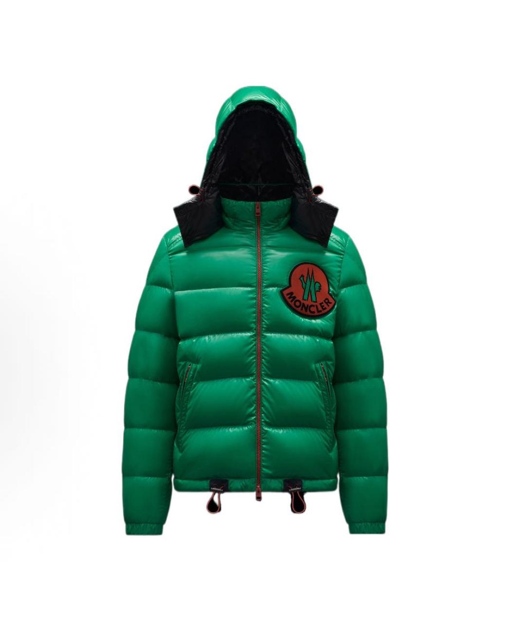 MONCLER Зеленый полиэстеровый пуховик, фото 9