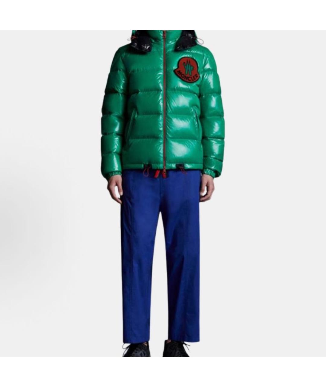 MONCLER Зеленый полиэстеровый пуховик, фото 3